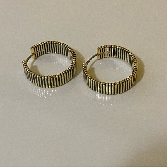 Gorjana New 18k‎ Gold Plated Brass Catalina Enamel Hoops Navy - Picture 5 of 5